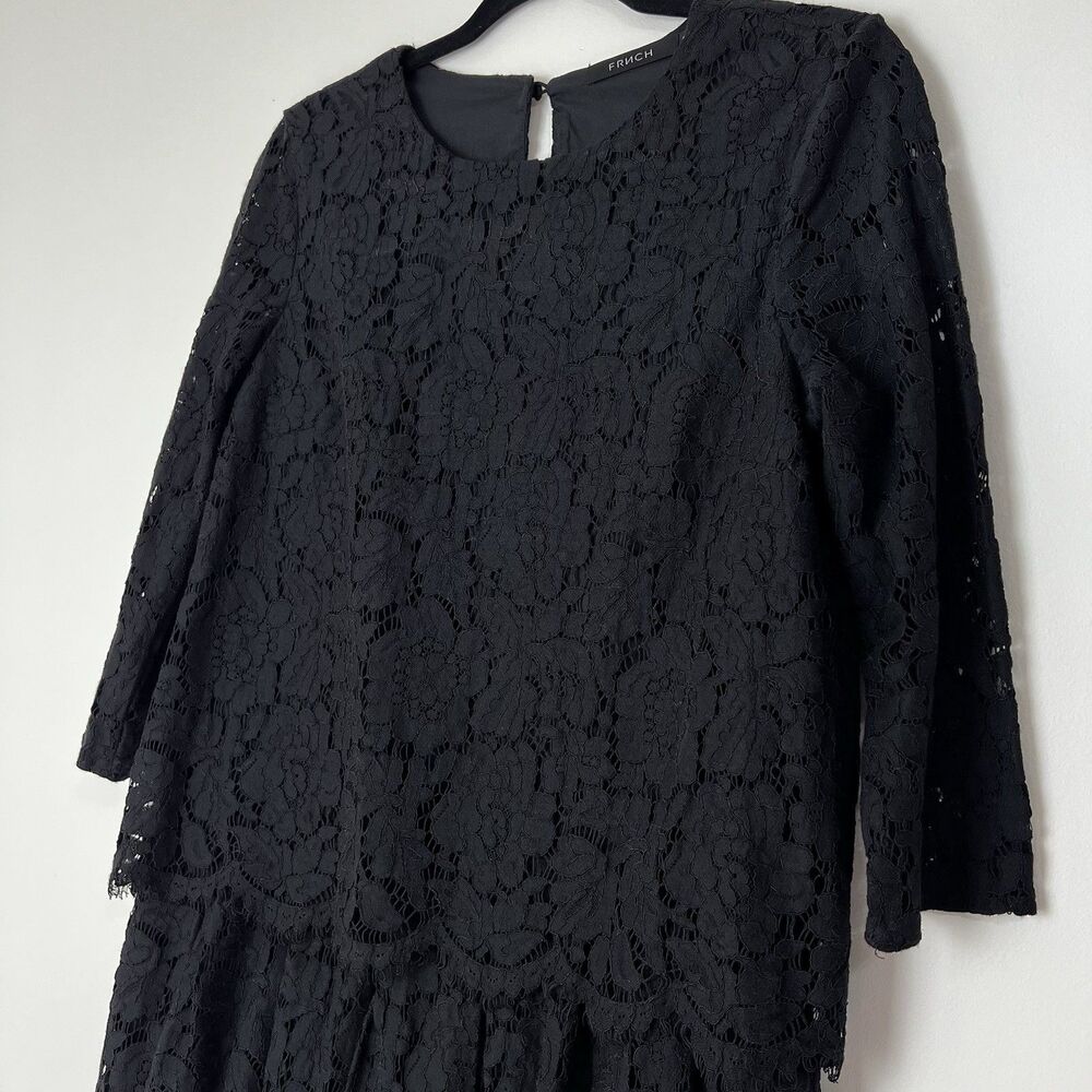 FRNCH Nordstrom Black Floral Lace Dress Layered Short Women’s S